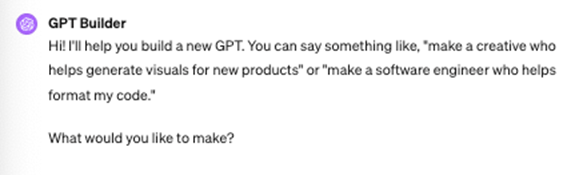 Screenshot of message from GPT Builder