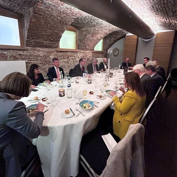 Representatives from ICAEW, including President Malcolm Bacchus, meet with the ICAEW European community over dinner and discussed the evolving role of chartered accountants in Europe.