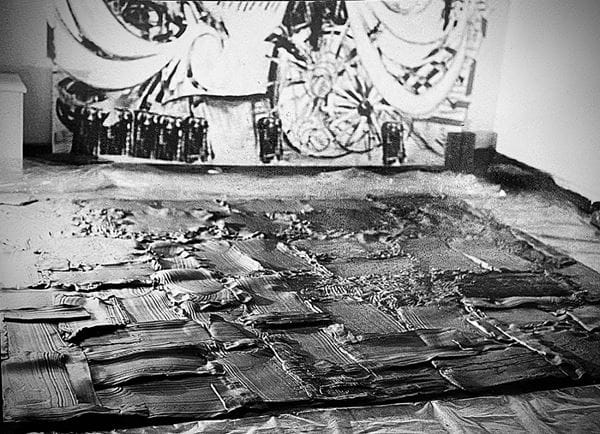 Cathy Ward's frieze under construction in the studio