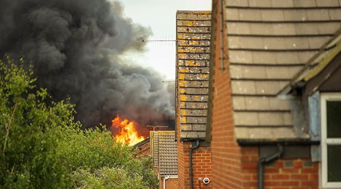 A fire in a residential area