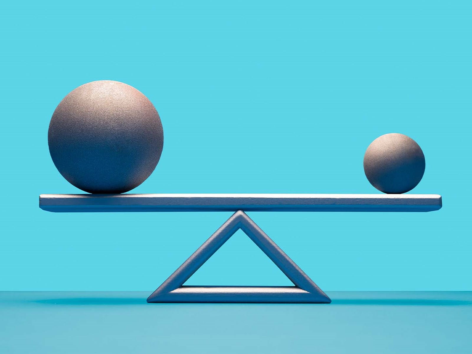 balancing balls on a swing board triangle blue