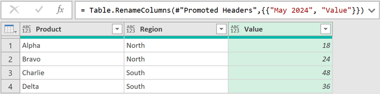 Screenshot from an Excel spreadsheet