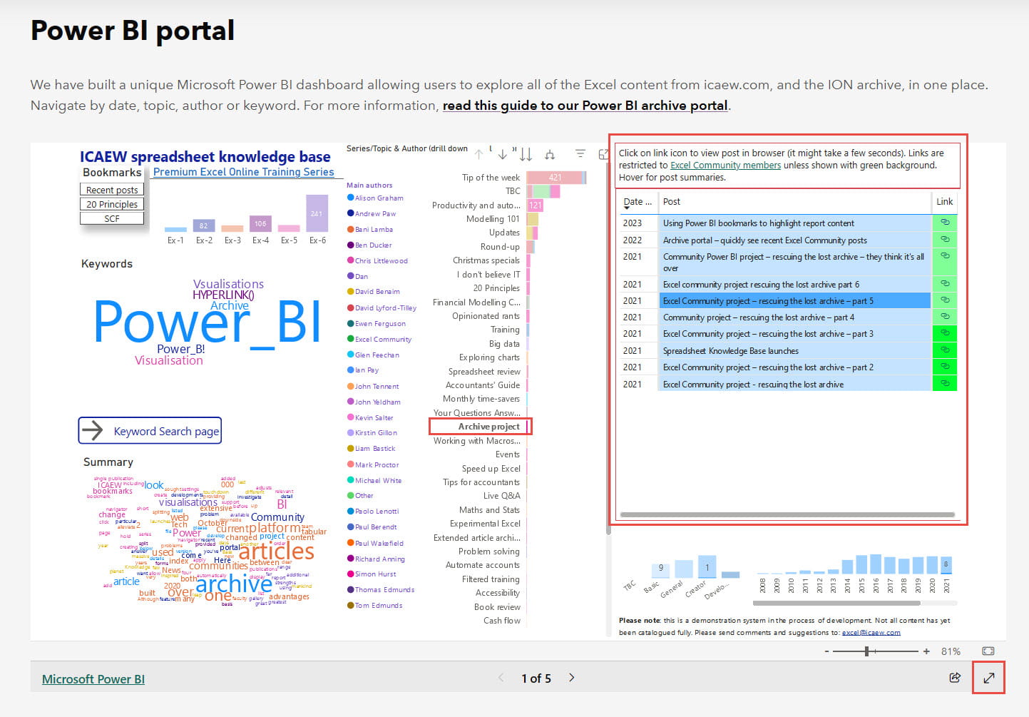 Screenshot of Power PI portal