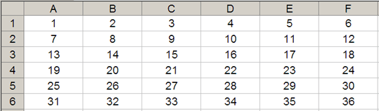 Screenshot of example grid in Excel