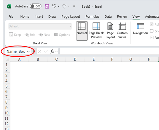Screenshot of Name box in Excel