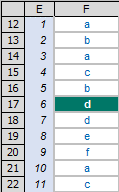 Screenshot of MATCH used in Excel