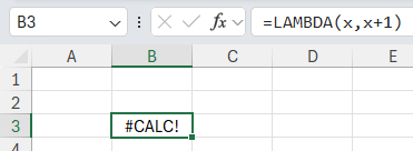 Screenshot of #CALC! in Excel