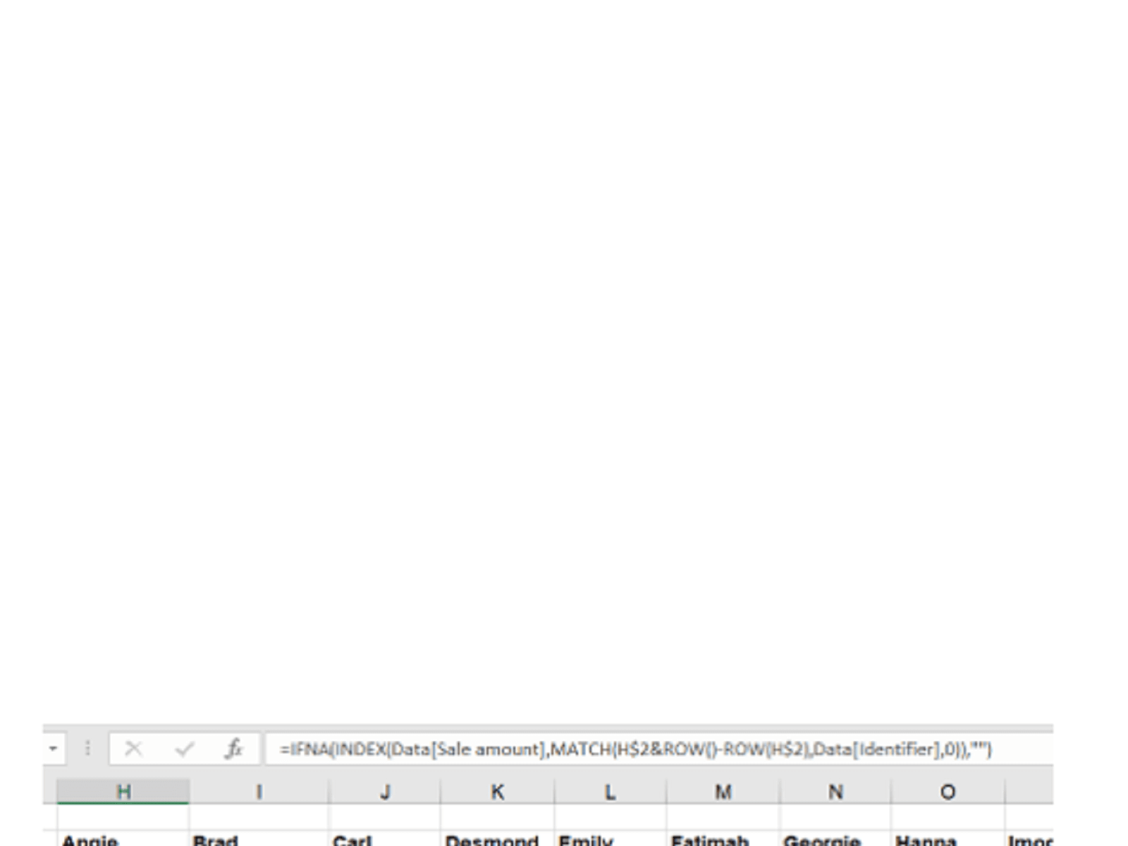 screengrab of spreadsheet